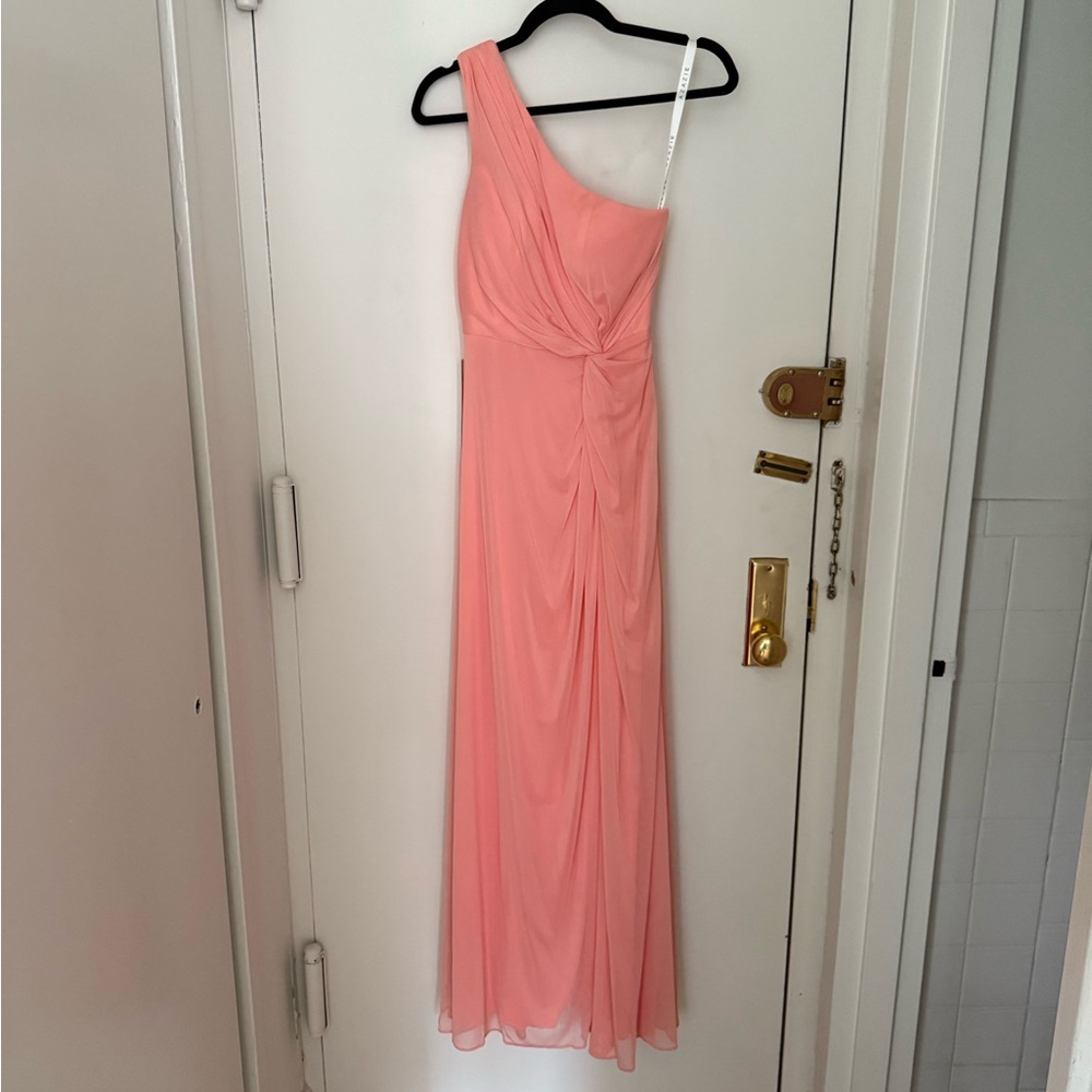 Azazie One-Shoulder Coral Dress